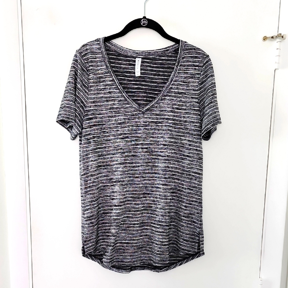 Athleta Breezy Grey Striped Tee